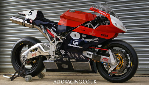 The 'Rage' motorbike, designed by Alto Racing and featuring loadcells from Novatech